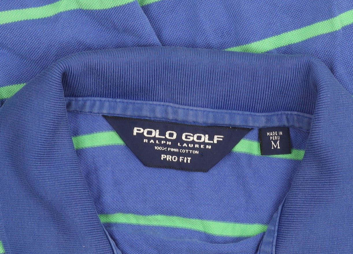 Ralph Lauren Men's Blue Stripe Medium Polo Shirt