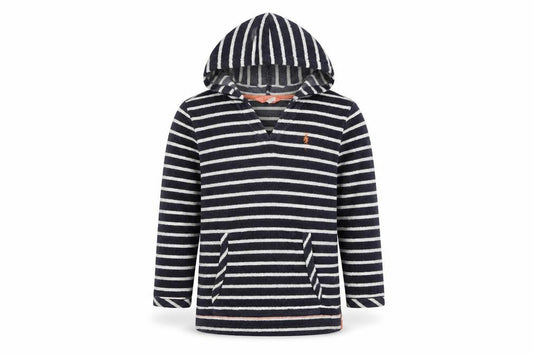 Joules Girls Striped Hoodie 7-8 Years Pullover Blue Casual