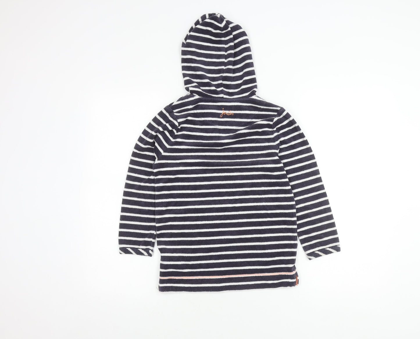 Joules Girls Striped Hoodie 7-8 Years Pullover Blue Casual