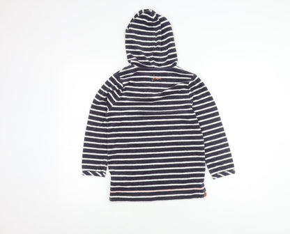 Joules Girls Striped Hoodie 7-8 Years Pullover Blue Casual