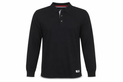 D555 Men's Medium Black Cotton Long Sleeve Polo