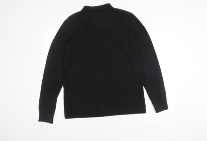 D555 Men's Medium Black Cotton Long Sleeve Polo