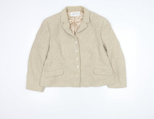 Jaeger Women's Beige Blazer, Size 10, Herringbone Wool