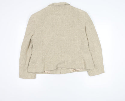 Jaeger Women's Beige Blazer, Size 10, Herringbone Wool