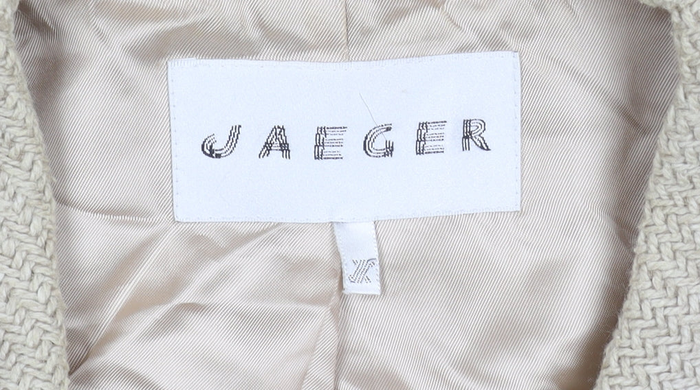 Jaeger Women's Beige Blazer, Size 10, Herringbone Wool
