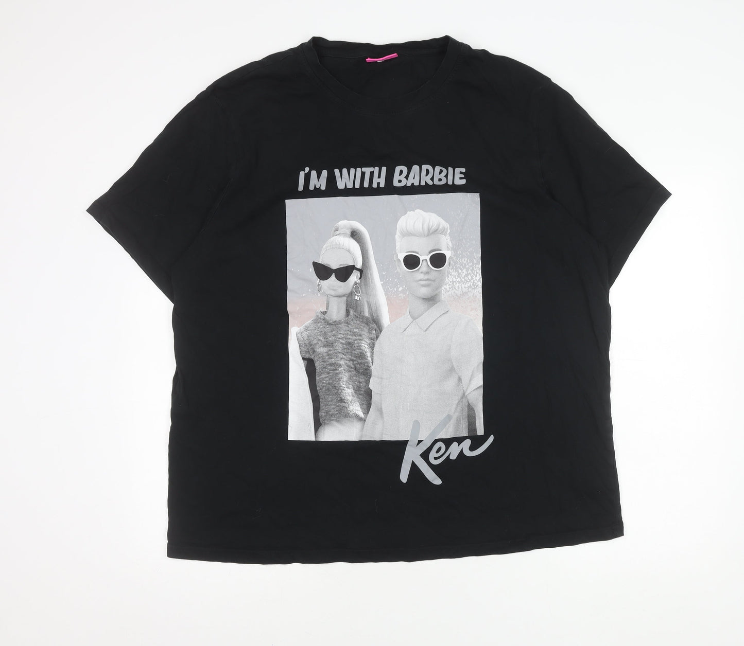 Barbie Unisex Black 3XL Relaxed Fit T-Shirt