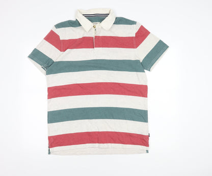 Fat Face Men's Multicoloured Striped Polo Shirt L
