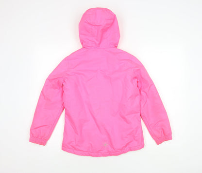 Crivit Girls Pink Puffer Jacket 9-10 Years Hooded Waterproof