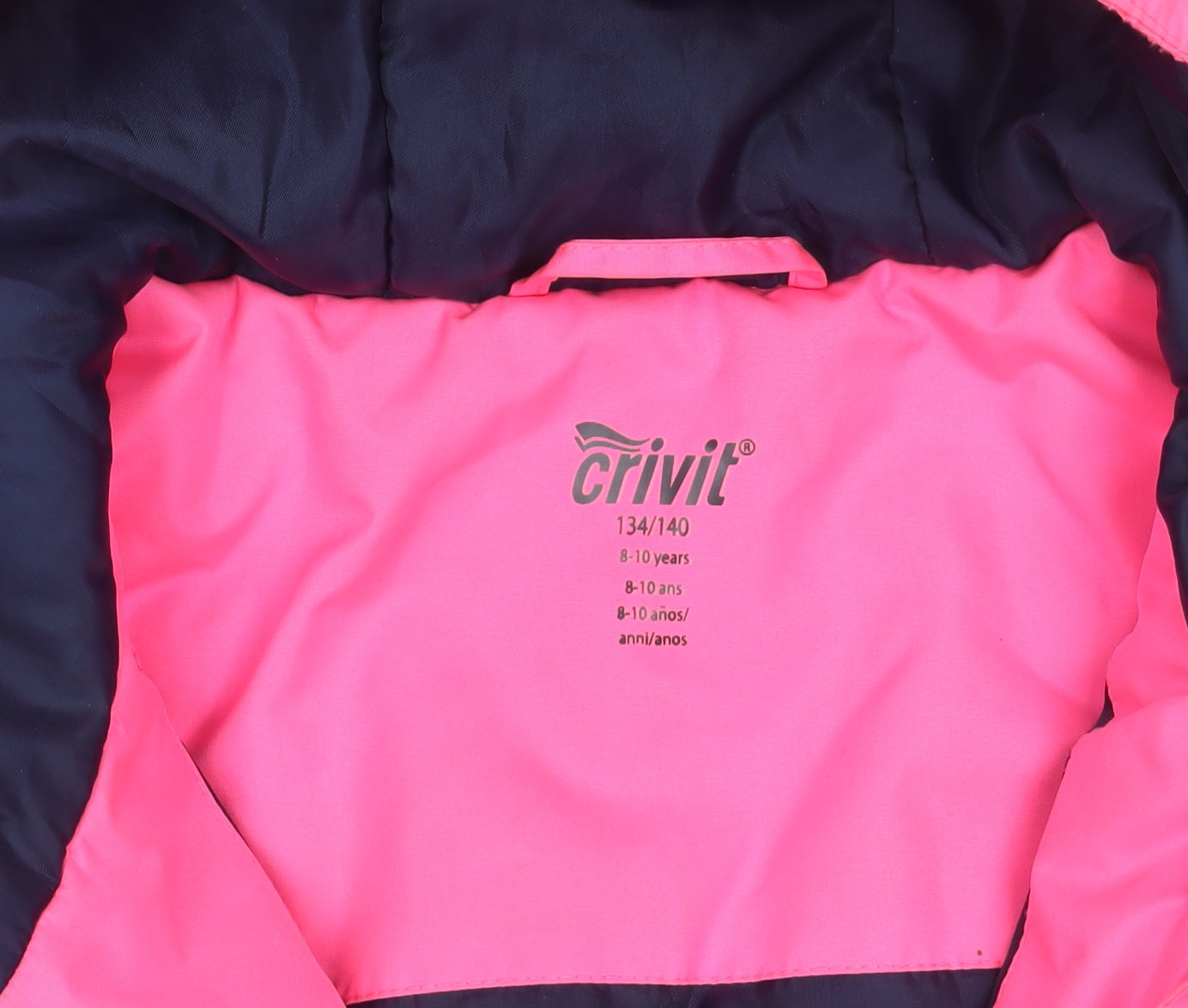 Crivit Girls Pink Puffer Jacket 9-10 Years Hooded Waterproof