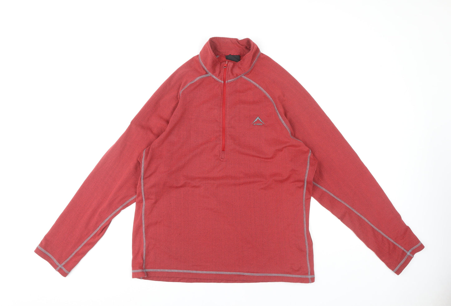 K-WAY Men's Red 1/4 Zip Sweatshirt, Size L