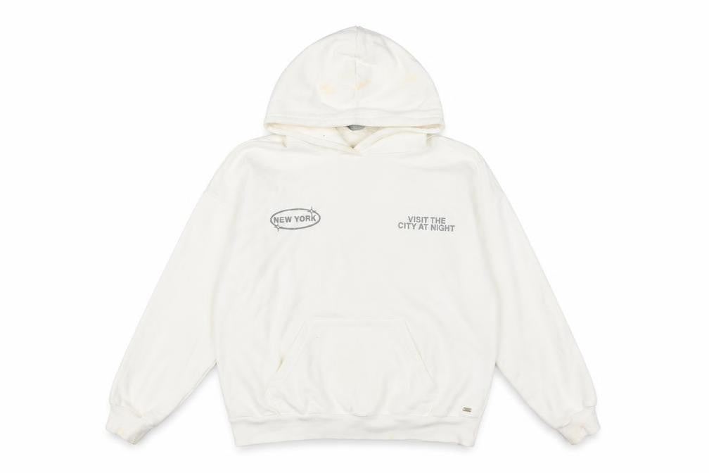 Front view of Pull&Bear Teen White XS Hoodie with Graphic Print