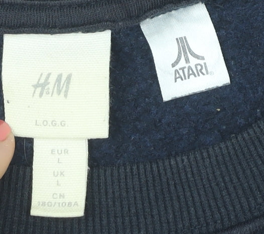 Mens UK Size L H&M Blue Pullover Sweatshirt