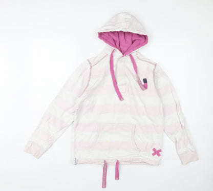 Lazy Jacks Women Pink Striped Pullover Hoodie XS