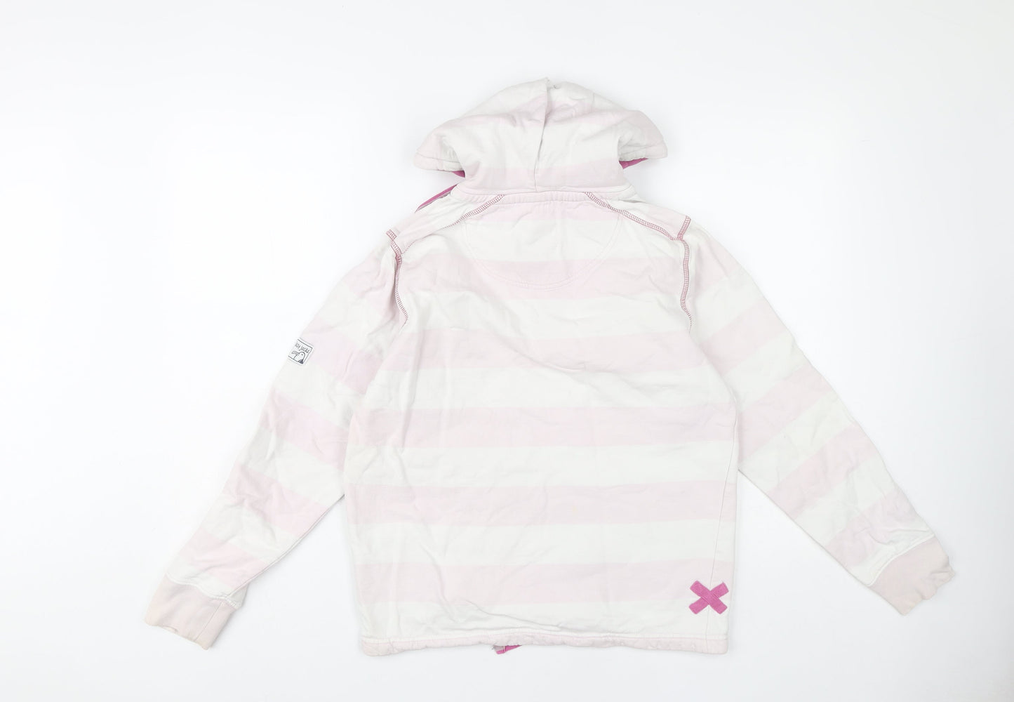 Lazy Jacks Women Pink Striped Pullover Hoodie XS