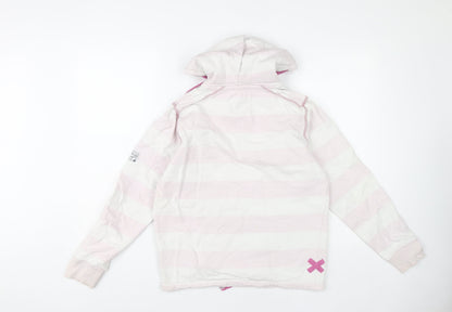Lazy Jacks Women Pink Striped Pullover Hoodie XS