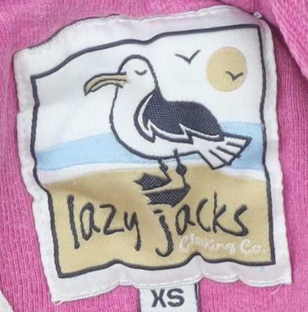 Lazy Jacks Women Pink Striped Pullover Hoodie XS