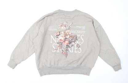 Next Women's Beige Floral Pullover Sweatshirt, M