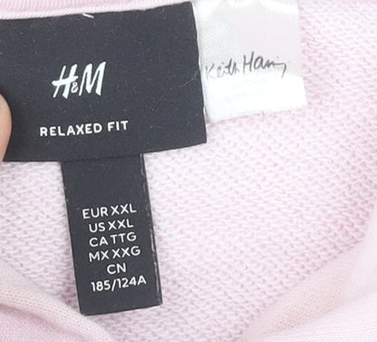 H&M Pink Keith Haring Unisex 2XL Pullover Hoodie