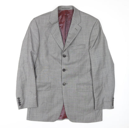 Austin Reed Men's Grey Check Blazer, 38L, Long Fit