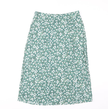 Motel Women's Green Floral Midi Skirt, Size M, Viscose