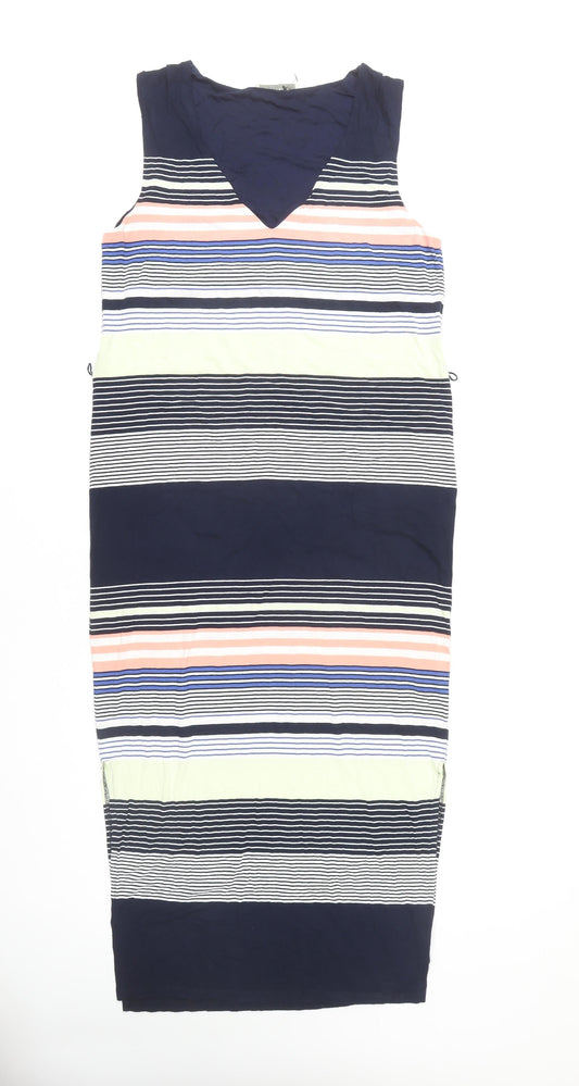 Oasis Women's Multicoloured Striped V-Neck Dress M