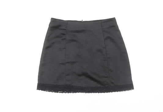 Motel Women's Black Lace Trim Pencil Skirt XS