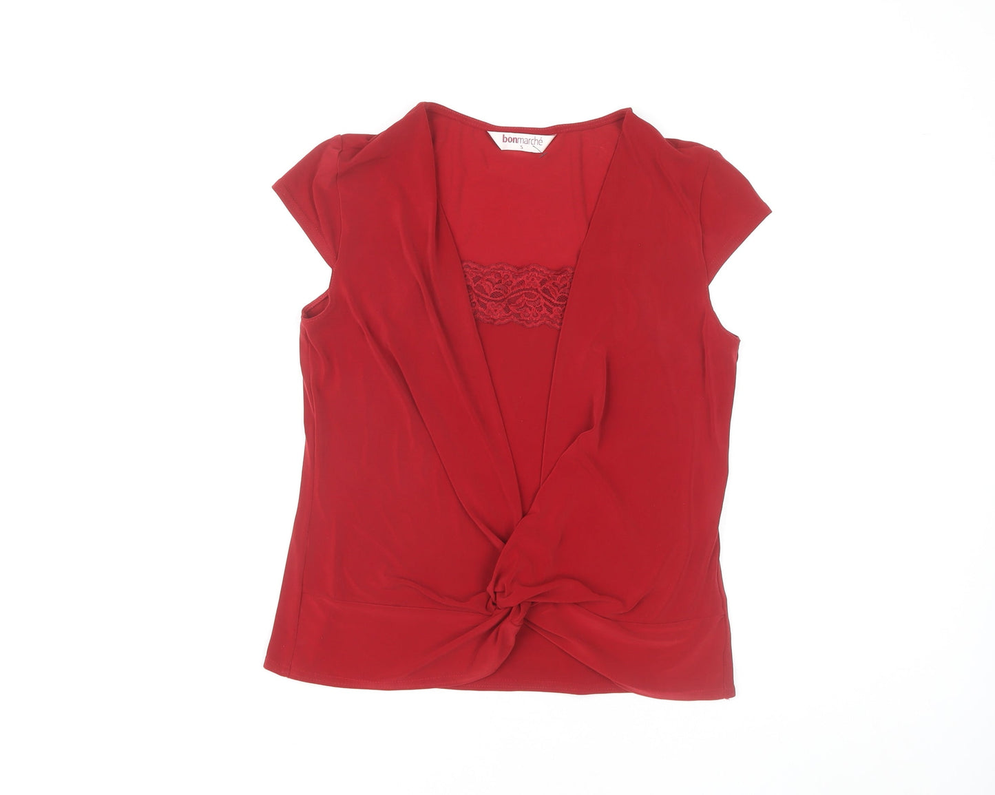 Bonmarché Women's Red Blouse, Size S, Lace Accent
