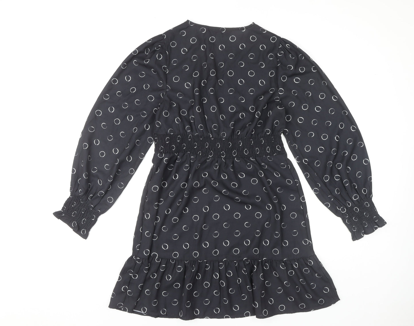 Dorothy Perkins Black Polka Dot Wrap Dress - Size 10