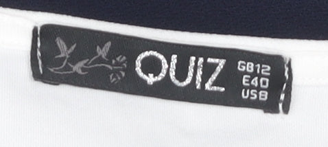 Quiz Women's White and Blue Jumpsuit, Size 12, Belted Style