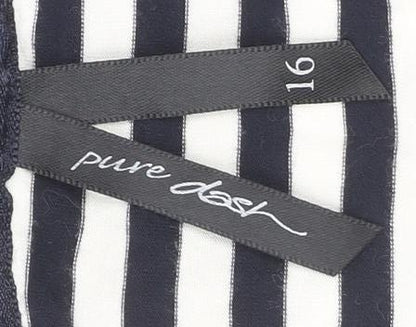 Pure Dash Women's Black Striped Open Front Cardigan Size 16