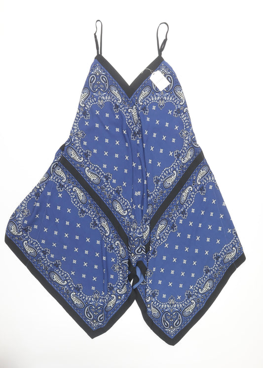 Oasis Women's Blue Paisley V-Neck Sleeveless Dress