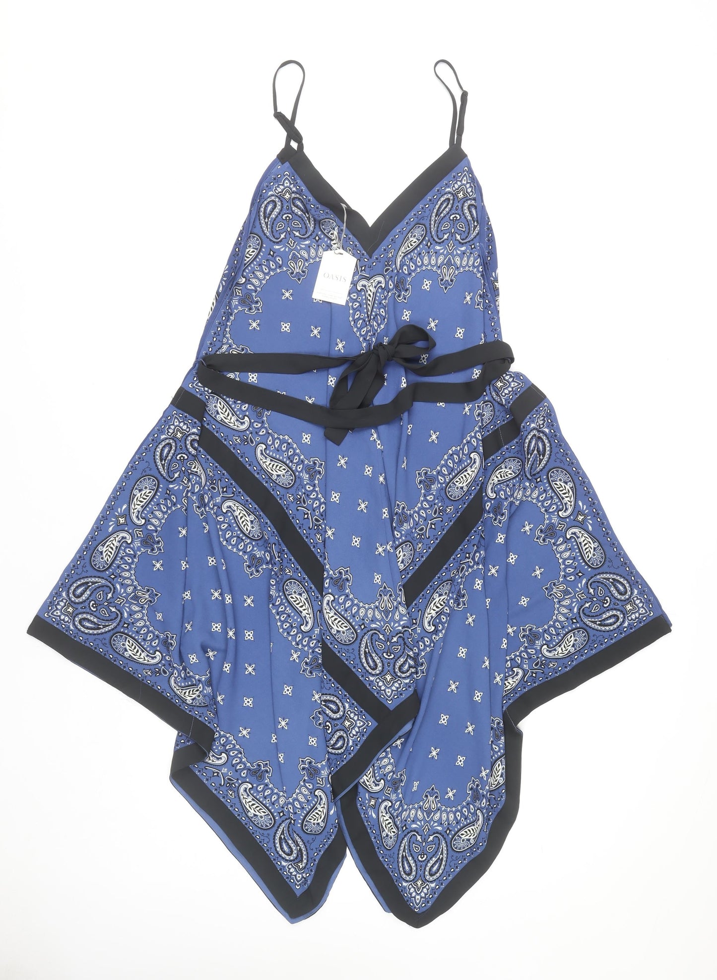 Oasis Women's Blue Paisley V-Neck Sleeveless Dress