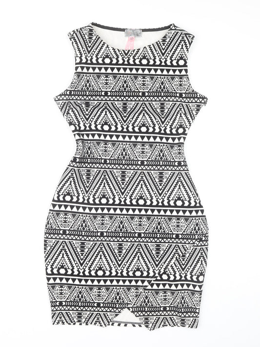 Lipsy Women's Black & White Bodycon Dress Size 10