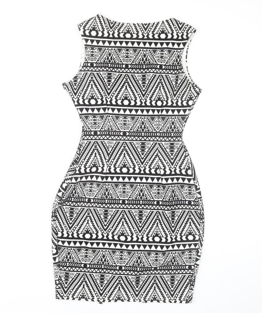 Lipsy Women's Black & White Bodycon Dress Size 10