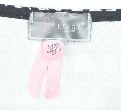 Lipsy Women's Black & White Bodycon Dress Size 10
