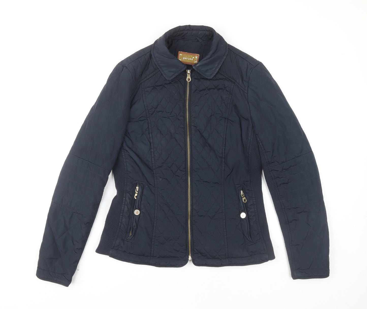 Womens UK Size 10 Marks and Spencer Blue Quilted Coat