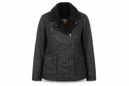 Womens UK Size 10 FatFace Black Biker Coat