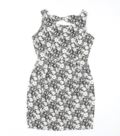 Yumi Women's Floral Dress Black White Size 10 Sleeveless