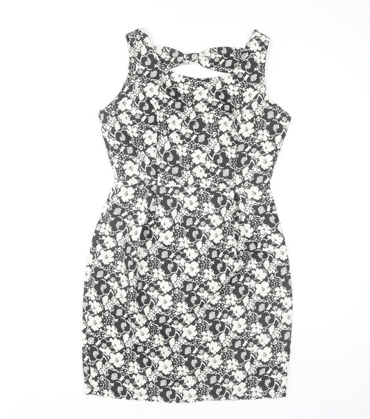 Yumi Women's Floral Dress Black White Size 10 Sleeveless