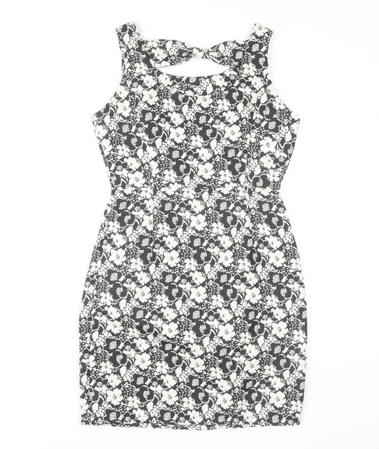 Yumi Women's Floral Dress Black White Size 10 Sleeveless