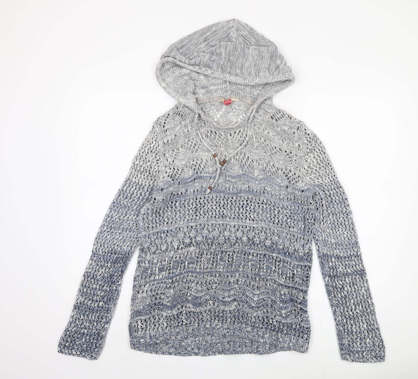 F&F Women's Blue Hooded Pullover Jumper Size 12