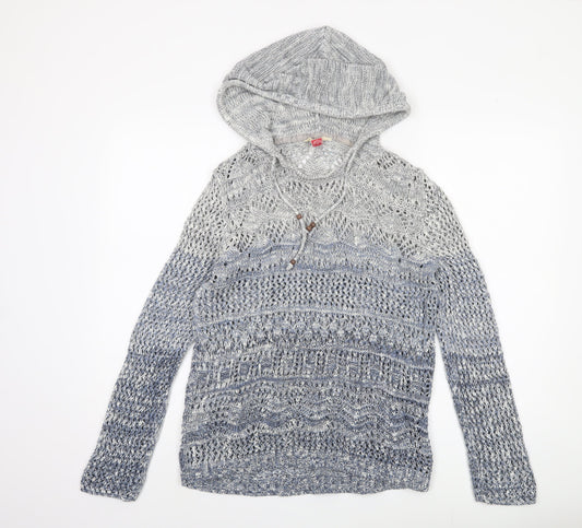 F&F Women's Blue Hooded Pullover Jumper Size 12