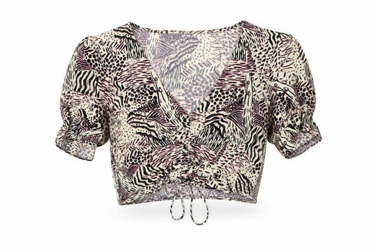Womens UK Size 8 Topshop Multicoloured Wrap Blouse
