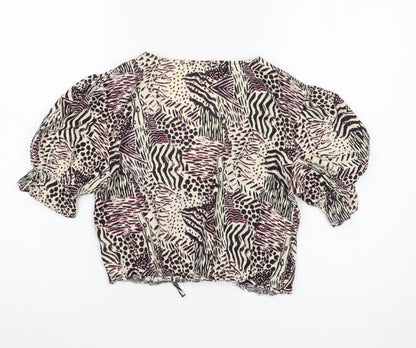 Womens UK Size 8 Topshop Multicoloured Wrap Blouse
