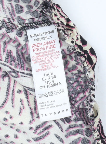 Womens UK Size 8 Topshop Multicoloured Wrap Blouse