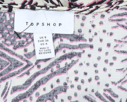 Womens UK Size 8 Topshop Multicoloured Wrap Blouse