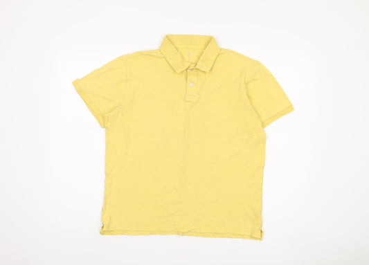 GAP Men's Yellow Polo Shirt Medium Cotton Elastane