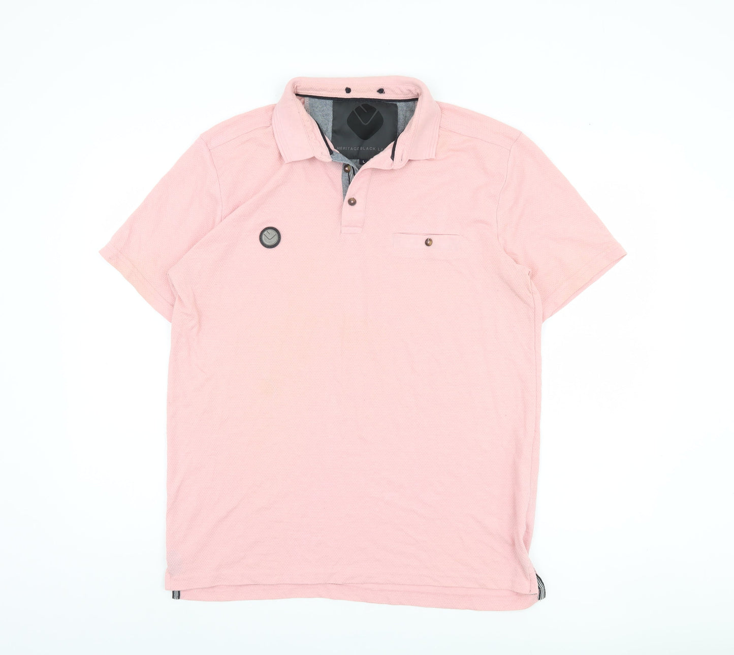 Heritage Black Label Men's Pink L Polo Short Sleeve