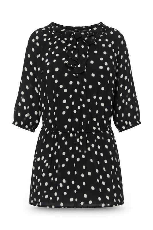 Front view of ESPRIT Women's Black Polka Dot Dress, size 12