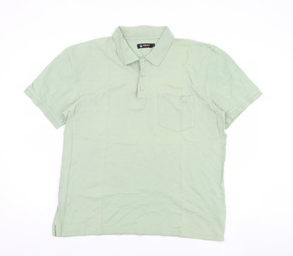 Melka Men's Green Polo, Size L, Casual Short Sleeve